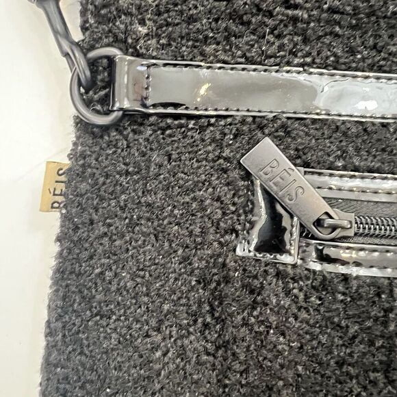 Beis Sherpa Black Messenger Tote Foldover Bag Adjustable Detachable Strap - Picture 8 of 8